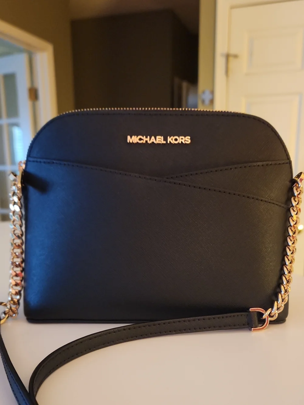 NEW Michael Kors Black Crossbody Bag with Gold Chain Strap
